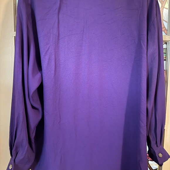 Vintage R.J. Stevens Purple Button-Up Blouse, Size 16 – Regal and Retro Chic! - Picture 3 of 3